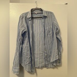 Women's Gap Long Sleeve Button Up Shirt stripped blue & white
